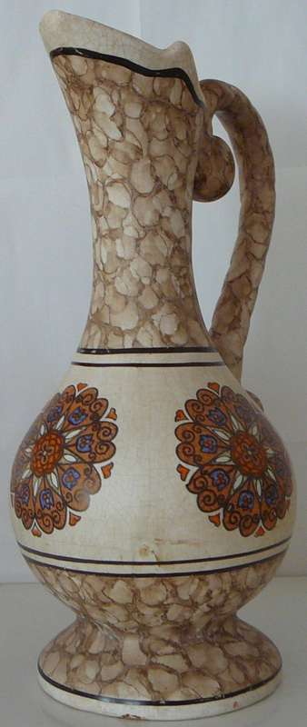 A Tall Hand Painted Majolica Water Jug from SHIRAZ