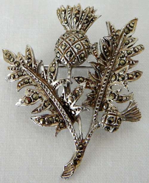 A Very Attractive Marcasite Brooch - Scottish Thistle