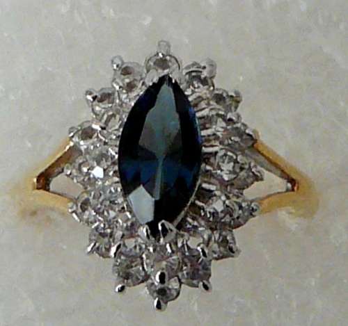 A Beautiful Sapphire Coloured Diamante Ring