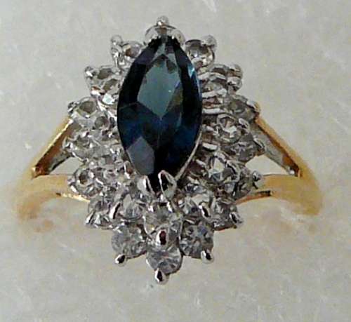 A Beautiful Sapphire Coloured Diamante Ring