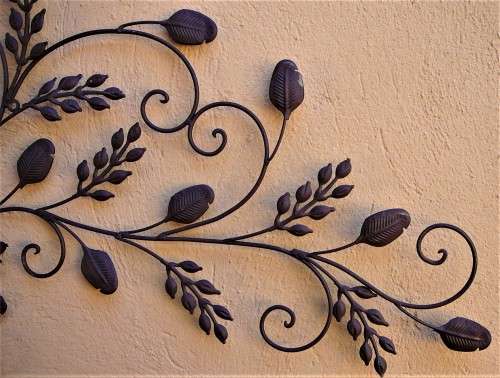 A Very Elaborate Leaf Design Wrought Iron Garden Wall Ornament