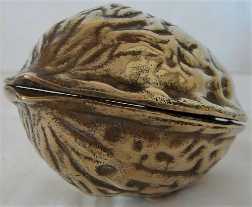 Very Unusual Vintage Walnut Shaped  Solid Brass Nutcracker