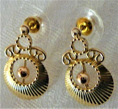 An Elaborate Pair of Hand Crafted 9ct Yellow Gold Earrings