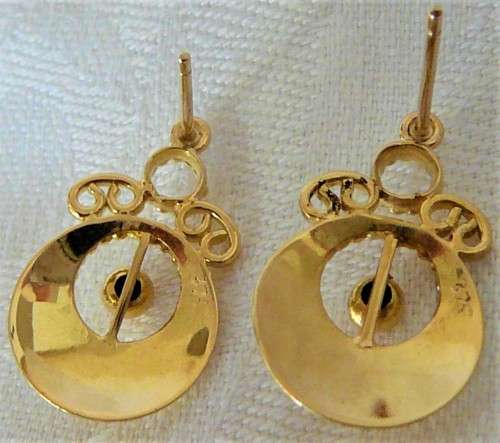 An Elaborate Pair of Hand Crafted 9ct Yellow Gold Earrings