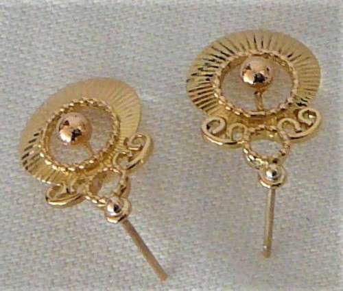 An Elaborate Pair of Hand Crafted 9ct Yellow Gold Earrings