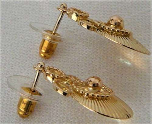 An Elaborate Pair of Hand Crafted 9ct Yellow Gold Earrings