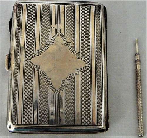 An Antique  Hallmarked Silver Calling Card Case with Pencil 1817