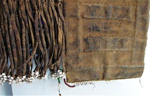 A Hand Made Glass Bead and Leather African Wall Hanging