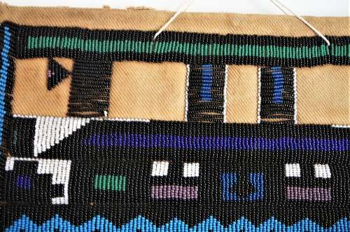 A Stunning Hand Made Glass Bead on Canvas African Wall Hanging