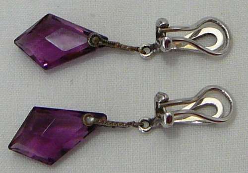 A Stunning Pair of Silver Clip On Amethyst Earrings