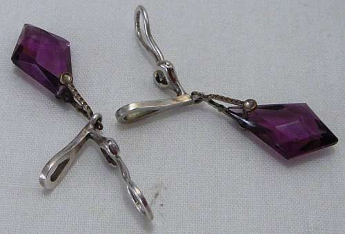 A Stunning Pair of Silver Clip On Amethyst Earrings