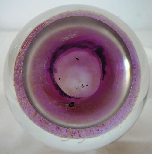 Beautiful Clear, Purple, Gold, White Paperweight