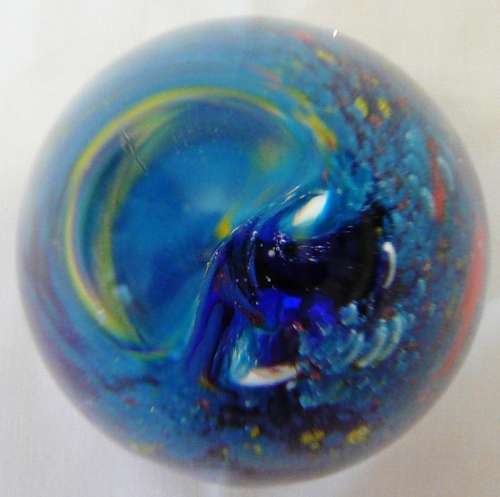 A Very Colourful Conical Glass Paperweight - Like Goldfish in a Bowl