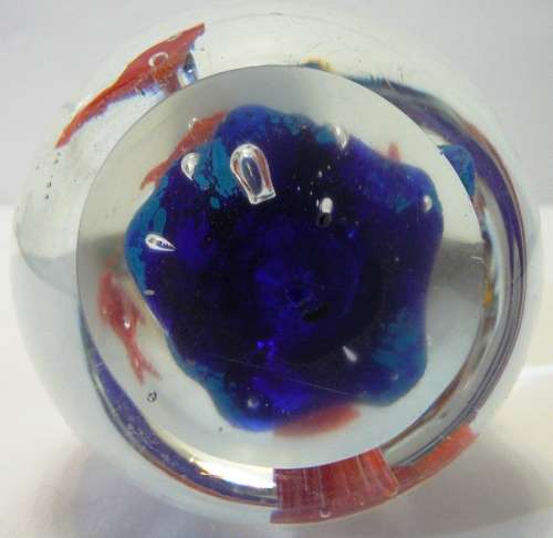 A Very Colourful Conical Glass Paperweight - Like Goldfish in a Bowl