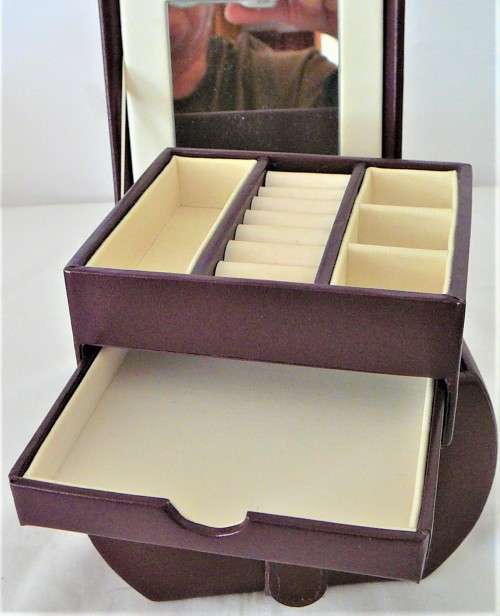 A Really Gorgeous Dark Maroon Unused Travelling Jewelery Box