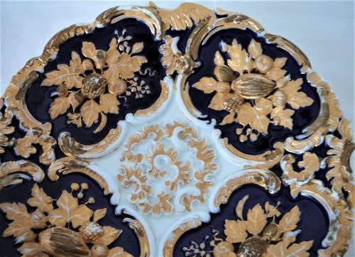 An Antique Meissen Cobalt Blue and Gold  Nut Bowl