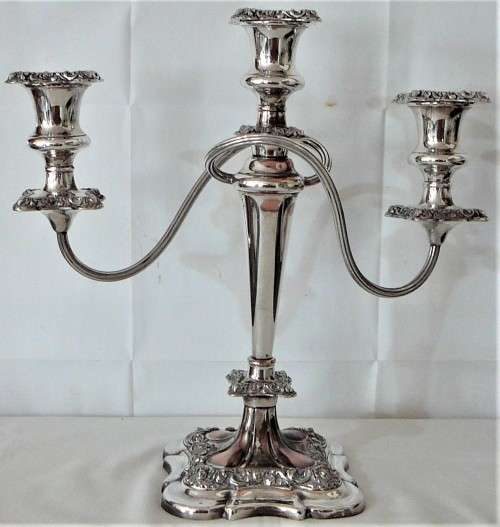 A Vintage Georgian 3 Branch Silver Plated Candelabra