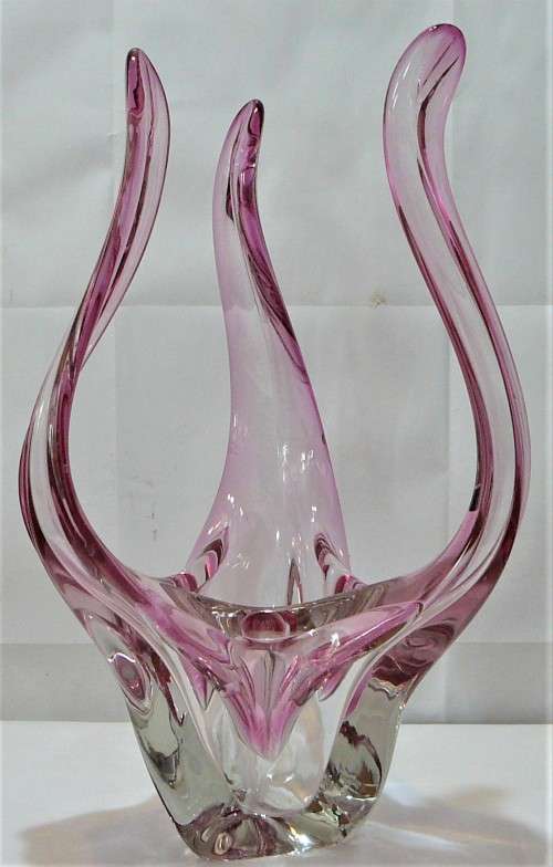 A Most Unusual Beautifully made Ornamental Pink Glass Vase from the 1970`s