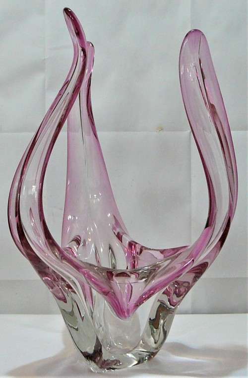 A Most Unusual Beautifully made Ornamental Pink Glass Vase from the 1970`s