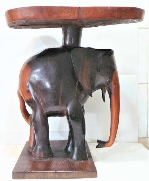 A Beautifully Carved Side Table  The African Elephant