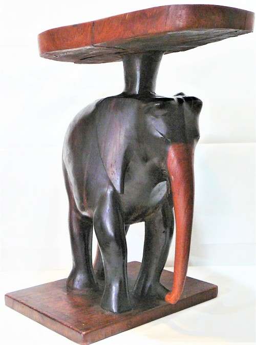 A Beautifully Carved Side Table  The African Elephant