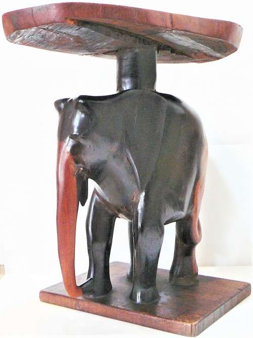 A Beautifully Carved Side Table  The African Elephant