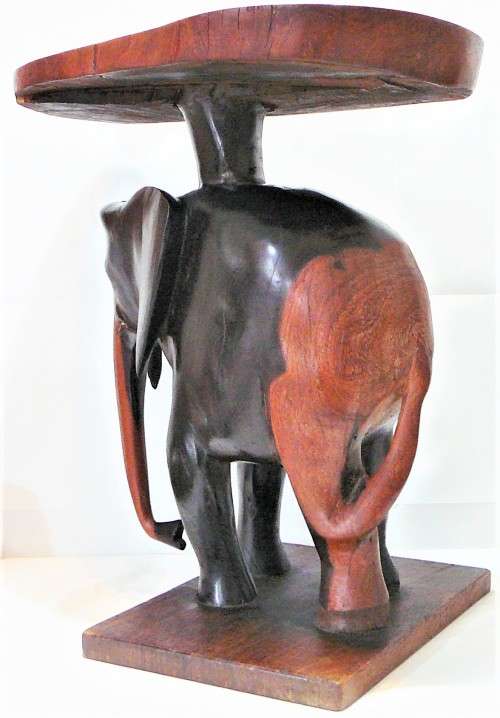 A Beautifully Carved Side Table  The African Elephant