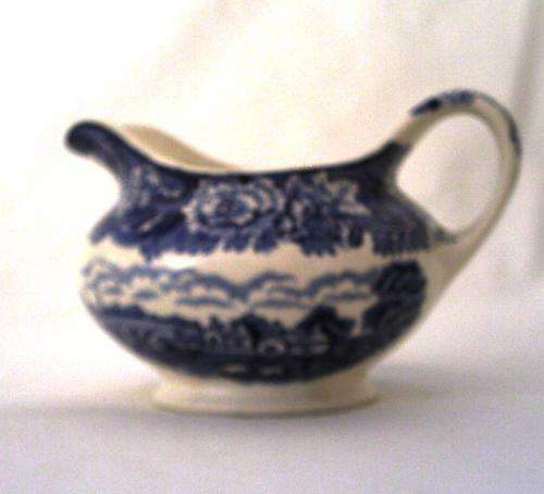 Delightful Blue and White  WOODS WARE Milk Jug