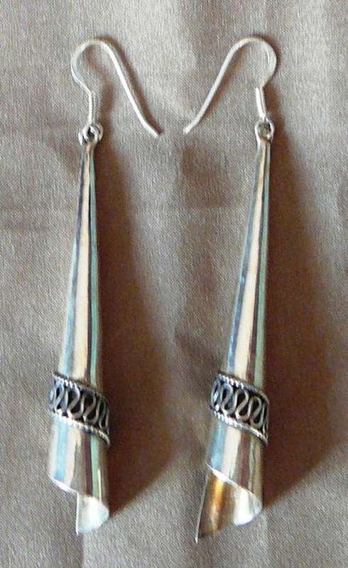 Unusual Cone Shaped Silver 925 Earrings