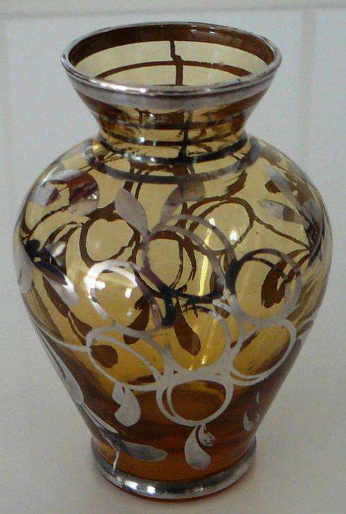 Murano Glass Vase with Silver Overlay