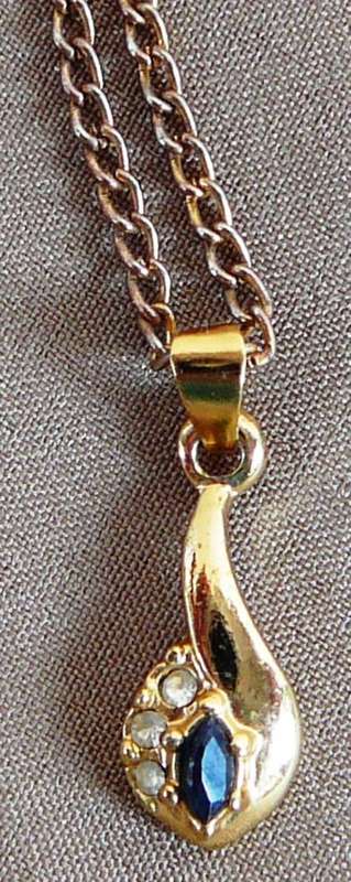 Blue Stone and Gold Coloured Pendant on Chain