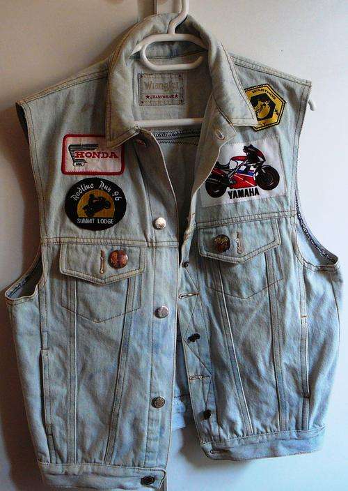 Light Blue Sleeveless Denim Bikers Jacket Size 14