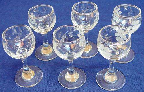 Set of 6 Grape Pattern Liquour Glasses