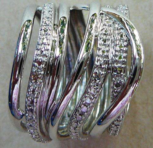 Stunning 7 Banded Silver Ring set with Tiny CZs