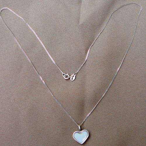 Silver and Enamel Heart Pendant on Silver 925 Chain
