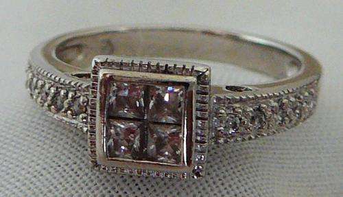 Beautiful Silver Ring set with a Square of CZs