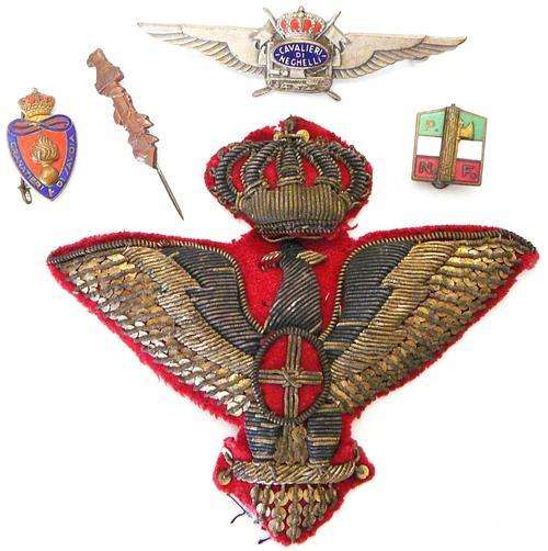 An Assortment of 5 Italian Pin Badges and Cap Badge
