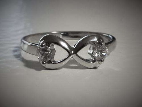 Silver infinity double hearts ring - Local stock