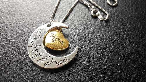Mom, I love you to the moon and back necklace - crescent heart necklace for mothers.