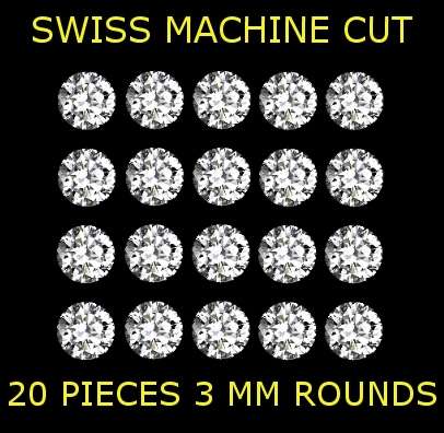 *20 PIECES* AAAAA - 3 x 3 MM Round Brilliant Cut Diamond Simulate LOT - Worlds Best Simulates!