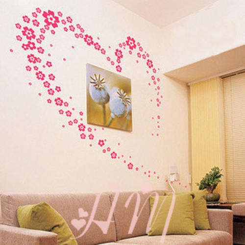 Transparent Pink Flower Wall Sticker  60 x 90 cm