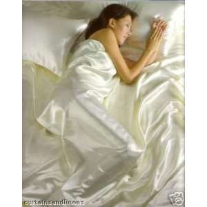 Queen SIZE- SEXY CHARMEUSE ivory SATIN SHEET SET BY SCENT-SATION