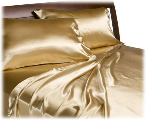 New Champagne Charmeuse Lingerie Satin Sheet Set Queen BY SCENT-SATION