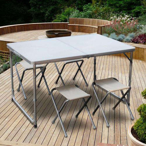 Large Portable Folding Foldable Table Stools Chair Set Camping Picnic Outdoor