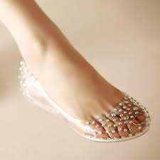 Rhinestone Peep-Toe Jelly Flats