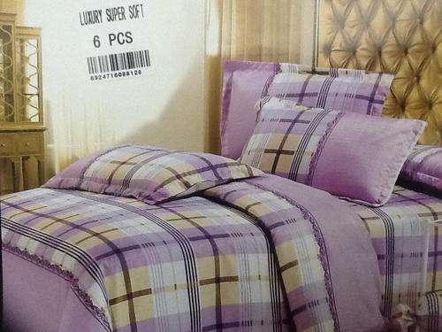 6 Piece - Cotton Feel - Bed Linen - Queen Size- Duvet Cover Set