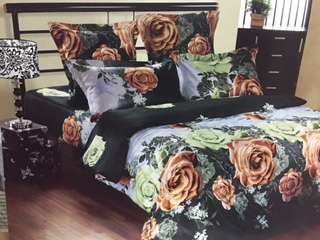 6 Piece -3D EFFECT Cotton Feel - Bed Linen - Queen Size- Duvet Cover Set