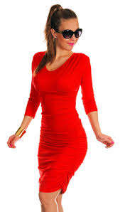 Ladies Red Long Knit Dress