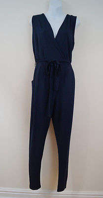 Navy Blue All In One Sleeveless V Neck Jumpsuit