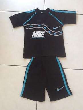 Nike Little Boys' 2 Piece Blue Black Athletic T-shirt Basketball Shorts Set